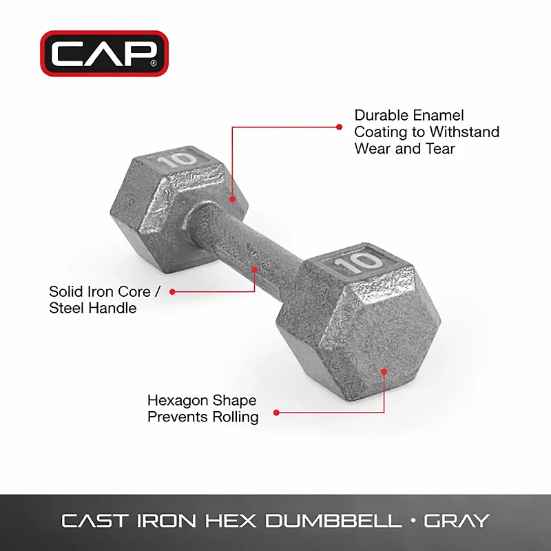 CAP Barbell 10 lb. Solid Hex Dumbbell