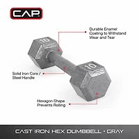 CAP Barbell 10 lb. Solid Hex Dumbbell