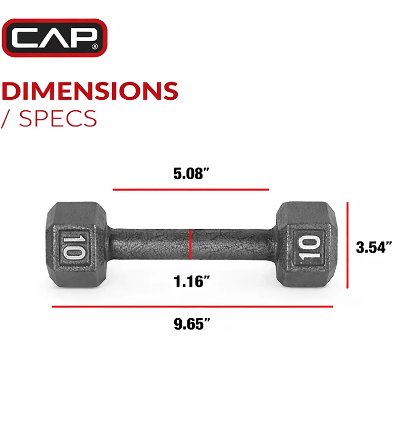 CAP Barbell 10 lb. Solid Hex Dumbbell