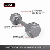 CAP Barbell 30 lb. Solid Hex Dumbbell - Single