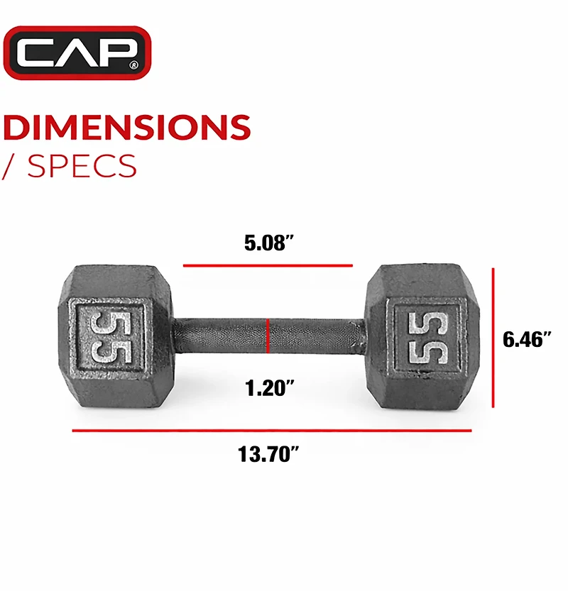 CAP Barbell 55 lb. Solid Hex Dumbbell - Single