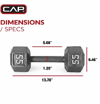 CAP Barbell 55 lb. Solid Hex Dumbbell - Single