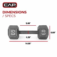 CAP Barbell 60 Lb. Solid Hex Dumbbell  - Single