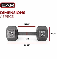 CAP Barbell 75 Lb. Solid Hex Dumbbell – Single