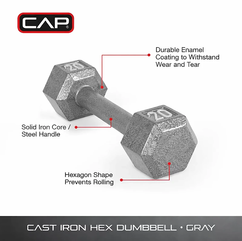 CAP Barbell 20 lb. Solid Hex Dumbbell - Single