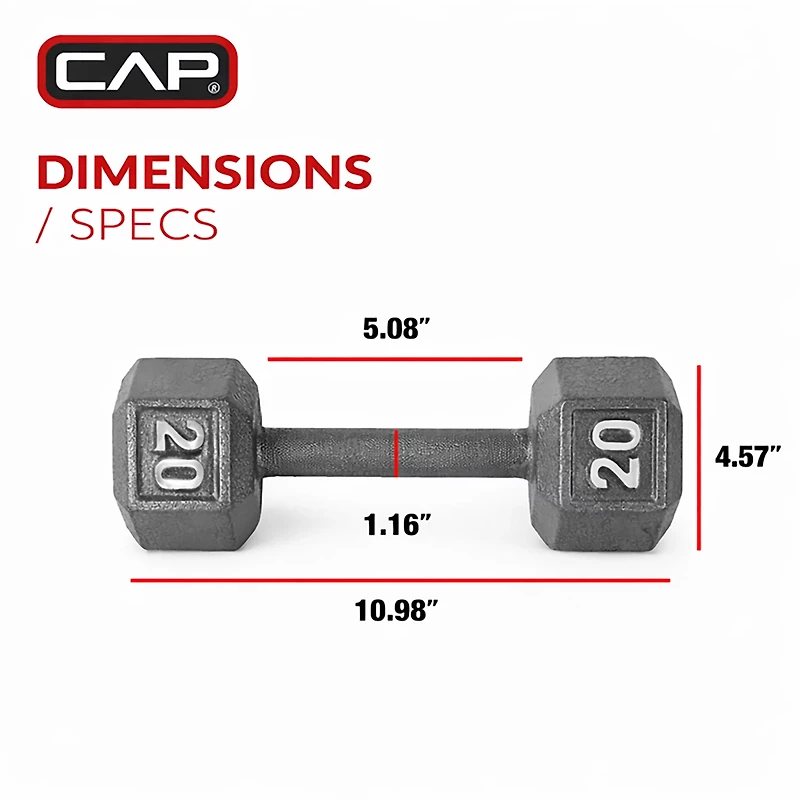 CAP Barbell 20 lb. Solid Hex Dumbbell - Single