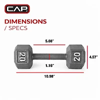 CAP Barbell 20 lb. Solid Hex Dumbbell - Single