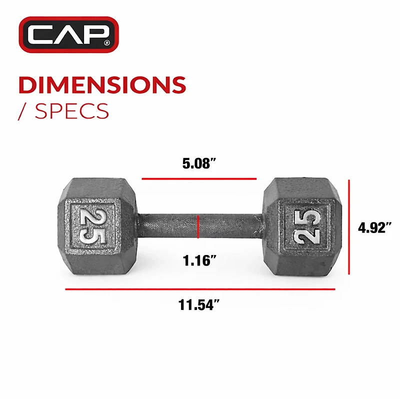 CAP Barbell 25 Lb. Solid Hex Dumbbell – Single