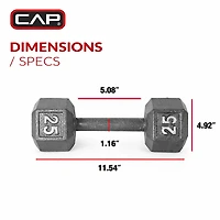 CAP Barbell 25 Lb. Solid Hex Dumbbell – Single