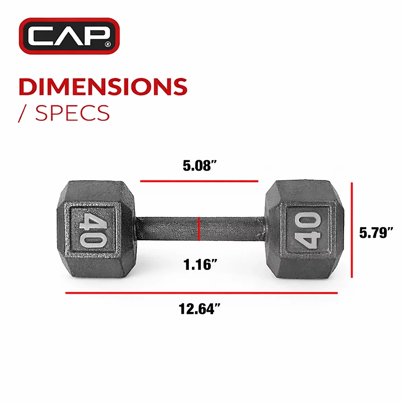 CAP Barbell Lb. Solid Hex Dumbbell