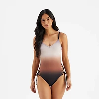 Freely Women's Horizon Ombre Side Grommet Lace Up 1-Piece Swimsuit