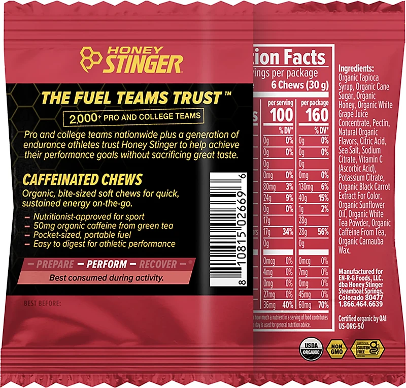 Honey Stinger Caffeinated Energy Chew 4-pack