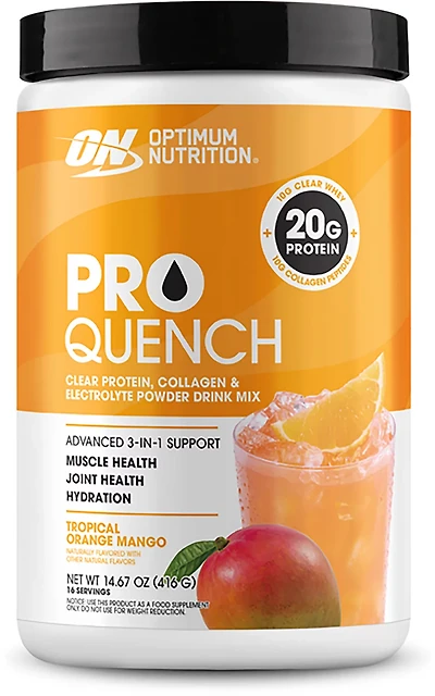 Optimum Nutrition Pro Quench Tropical Orange Mango Clear Protein & Collagen