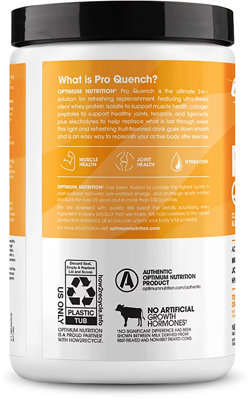 Optimum Nutrition Pro Quench Tropical Orange Mango Clear Protein & Collagen