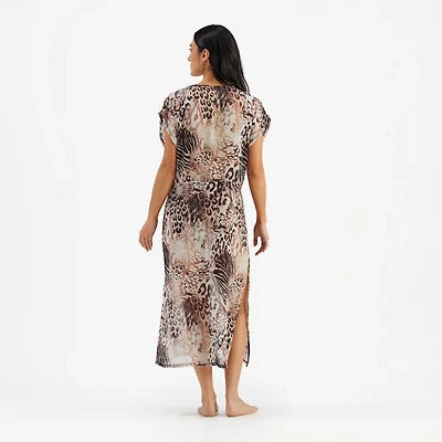 Freely Women's Wild Cats Caftan Swimsuit Cover Up