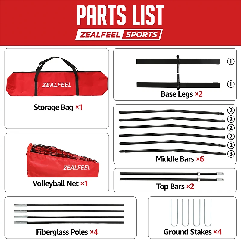 Zealfeel Adjustable Portable ft Volleyball Training Net