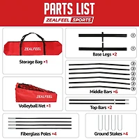 Zealfeel Adjustable Portable ft Volleyball Training Net