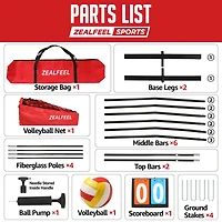 Zealfeel Adjustable Portable 12 ft Volleyball Training Net Set