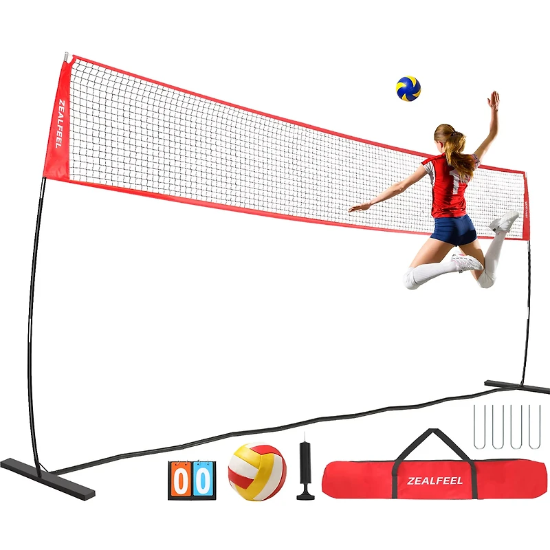 Zealfeel Adjustable Portable 12 ft Volleyball Training Net Set