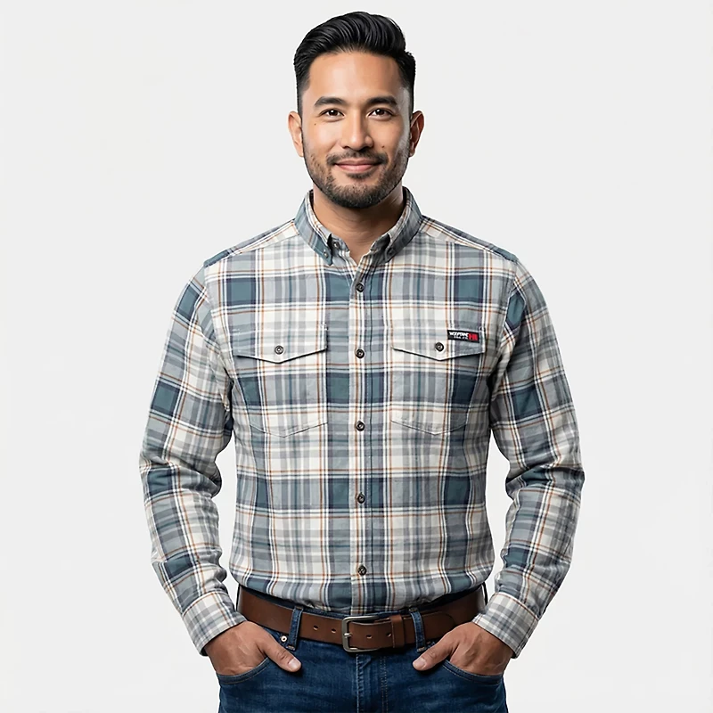 Wolverine Men's FireZerO Plaid Long Sleeve Twill Shirt