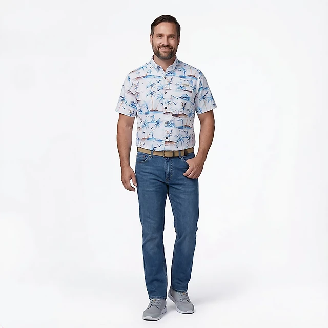 Chemise De Pêche Magellan Homme 2XL - Bleu Clair, Respirante, Légère, Manches Courtes