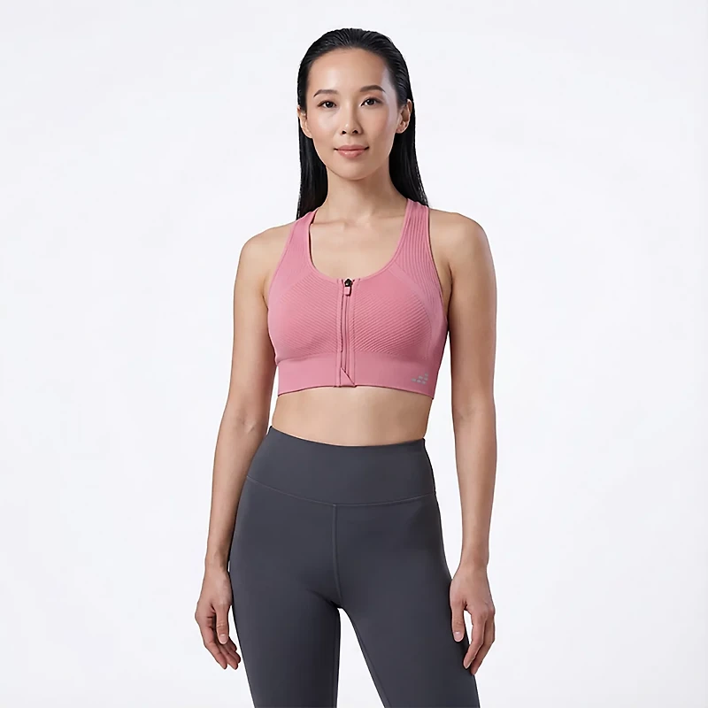 BCG Women's Seamless Zip Front Mid Impact Sports Bra