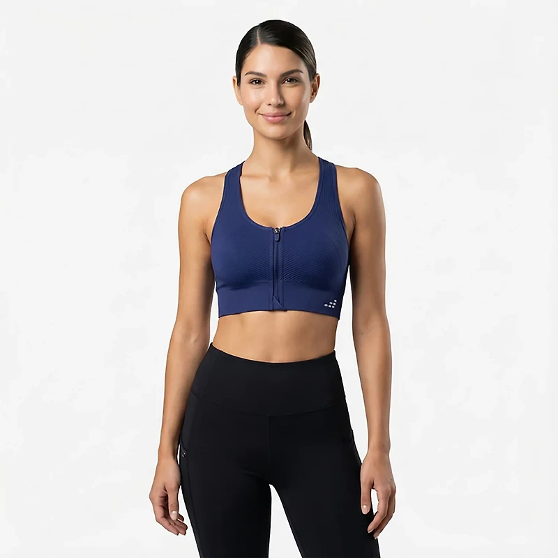 BCG Women's Seamless Zip Front Mid Impact Sports Bra