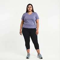 BCG Women's Contrast Pieced Crop Plus Leggings