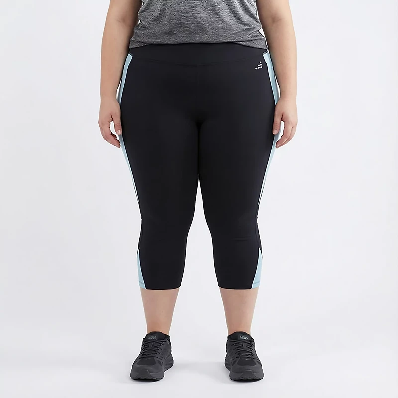 BCG Women's Contrast Pieced Crop Plus Leggings