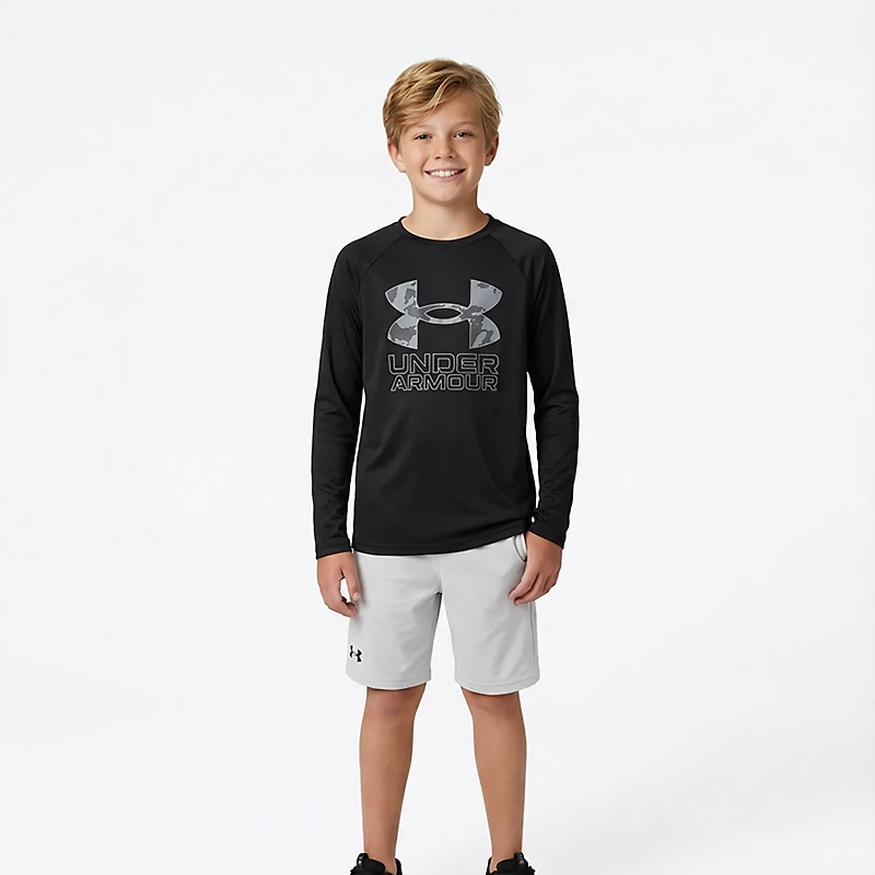 Under Armour Boys' Tech Hybrid Print Fill Long Sleeve T-shirt