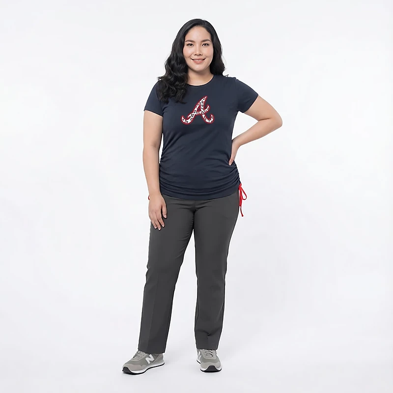New Era Women's Braves Ruched Side T-shirt