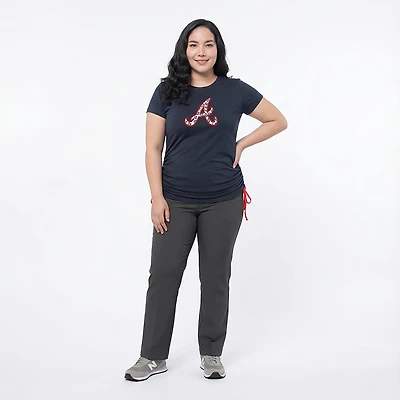 New Era Women's Braves Ruched Side T-shirt