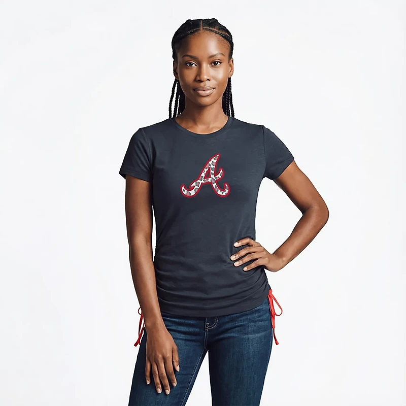 New Era Women's Braves Ruched Side T-shirt