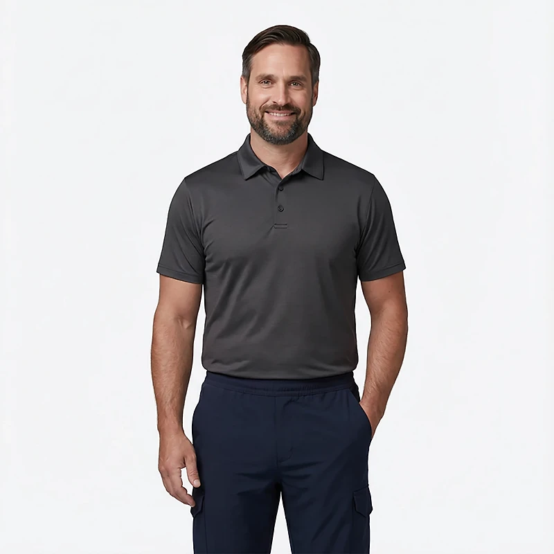 BCG Men's Golf Mini Stripe Short Sleeve Polo Shirt