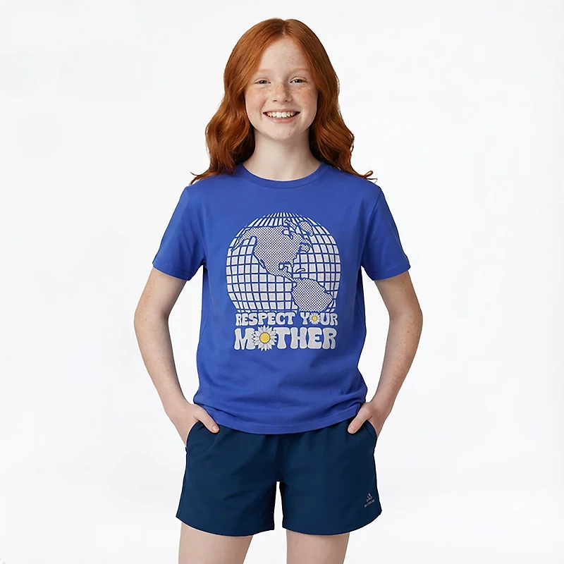 BCG Girls' Lifestyle Cotton Boxy Earth Graphic T-shirt
