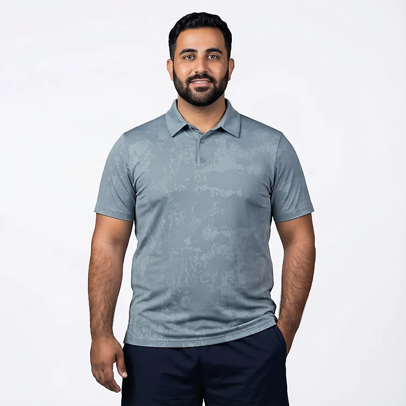 BCG Men's Golf Turbo Splash Jacquard Short Sleeve Polo Shirt