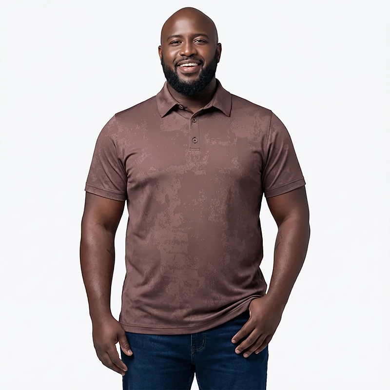 BCG Men's Golf Turbo Splash Jacquard Short Sleeve Polo Shirt