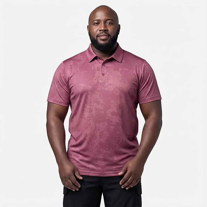 BCG Men's Golf Turbo Splash Jacquard Short Sleeve Polo Shirt