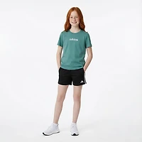 adidas Girls' Cotton Embroidered Linear Short Sleeve T-shirt
