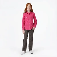 Wrangler Girls' Solid Western Snap Long Sleeve Shirt