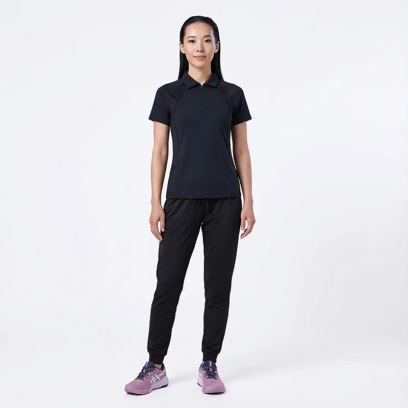 BCG Women's Tennis Piped Zip Polo Shirt