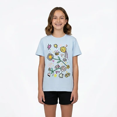 BCG Girls' Lifestyle Cotton Boxy Doodle T-shirt
