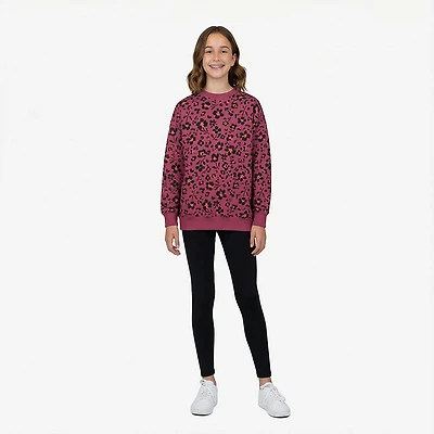 BCG Girls' Cotton Fleece Oversized Graphic Pullover Sweatshirt