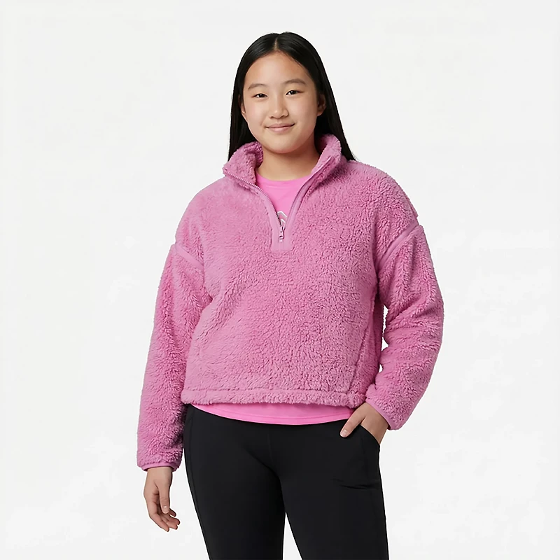 BCG Girls' Cozy Emboss 1/4-Zip Sherpa Top