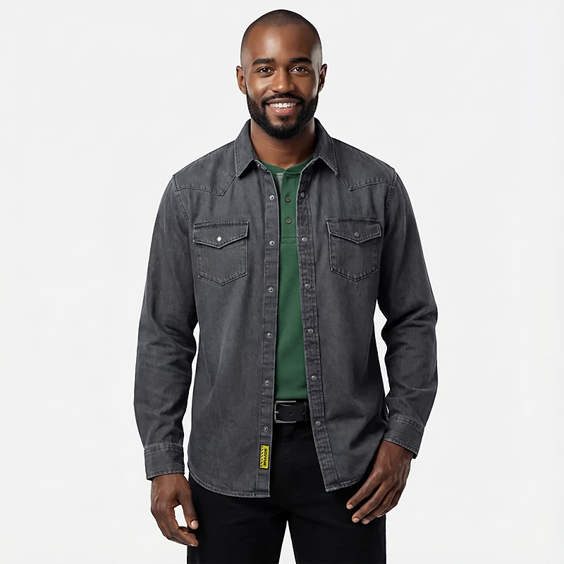 Brazos Men's Ranch Hand Denim Long Shirt Work