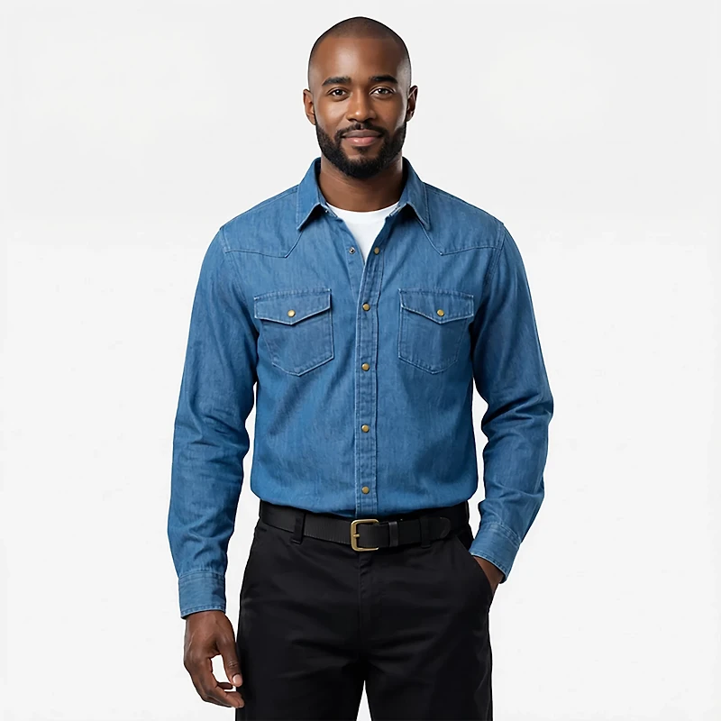 Brazos Men's Ranch Hand Denim Long Shirt Work