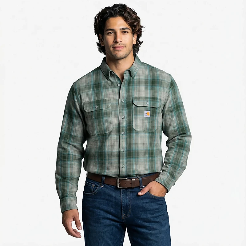 Carhartt Men's Flame-Resistant Force Rugged Flex Loose Fit Midweight Twill Plaid Shirt