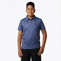 BCG Boys' Golf Patriotic Print Short Sleeve Polo Shirt