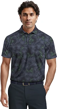 PGA Tour Men’s Short Sleeve Linear Botanical Polo