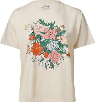 Live Outside the Limits Women's Boutique Flowers Oversized Graphic T-shirt